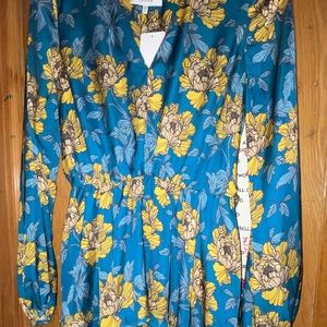 Louna Ruffle Layer Dress Blue & Yellow floral